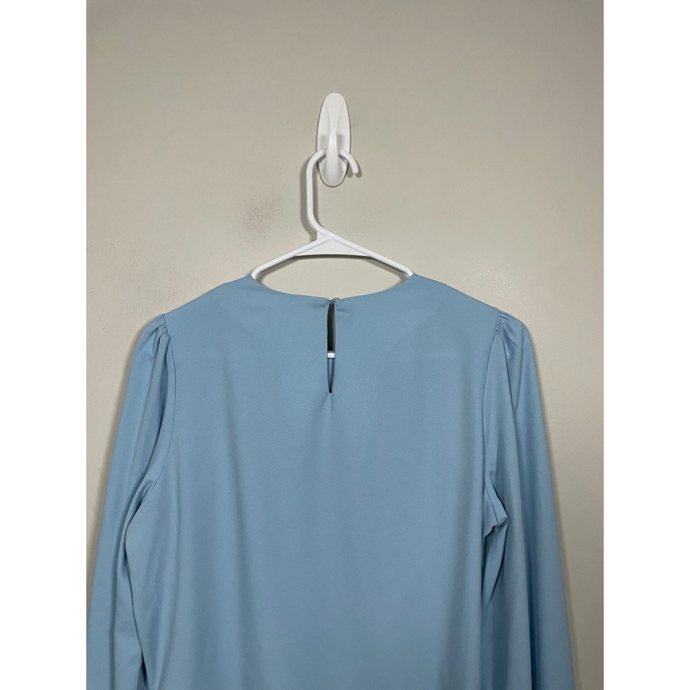 Tuckernuck Sky Blue Peplum Long-Sleeve Blouse - Picture 6 of 9